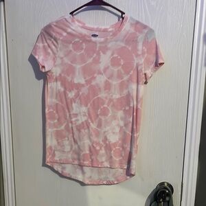 Old Navy Pink and White Fitted Short Sleeve Tee